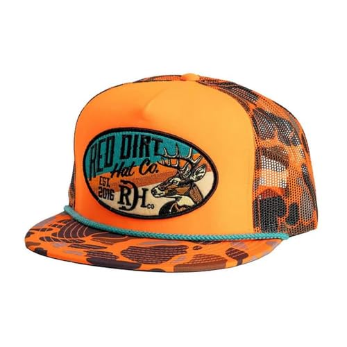 Red Dirt Hat Company Wildlife Adjustable Snapback Hat (Show Stopper - Multicolored Orange/Camo)