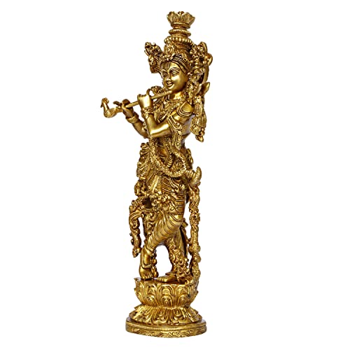 Image of ARTVARKO Lord Murli Manohar Krishna Krishan Brass Statue Murti Gift & Home Decor Big Size- Height 14 Inches