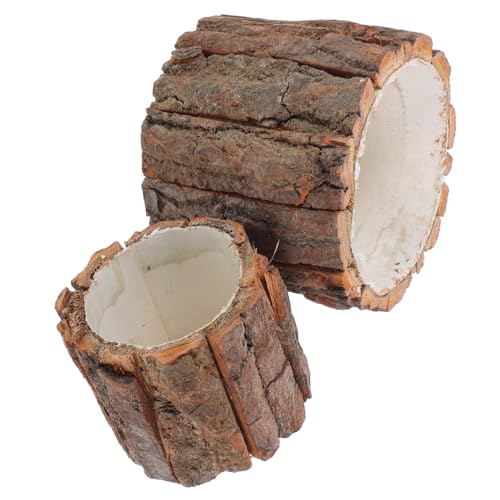 Alipis Vaso Da Fiori in Corteccia Di Legno e Contenitore Per Piante Rustico, Fioriera in Legno Naturale Resistente Per Decorazioni Da Esterno e Piante D’interno, Set 2 Pezzi Dimensioni 12 Cm e 9x8 Cm