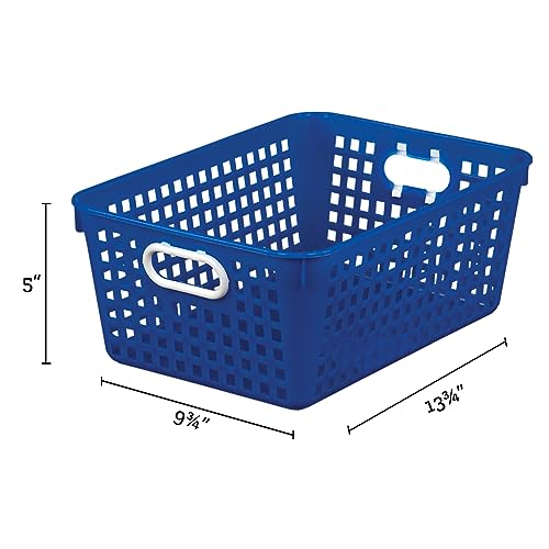 Image of Really Good Stuff Large Plastic Storage Baskets with Handles | 13.75 inch x 9.75 inch x 5 inch, Rainbow Group Colors, Book & Supply Organization for Classrooms & Home