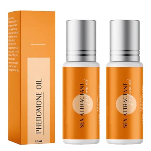 Profumo Feromoni Per Donna,Profumo Naturale All'Olio Essenziale Infuso Di Feromoni Roll-On Di Colonia,Fragranze Ai Feromoni Da Viaggio,Adatto Sia Per Uomini Che Per Donne (2pcs)