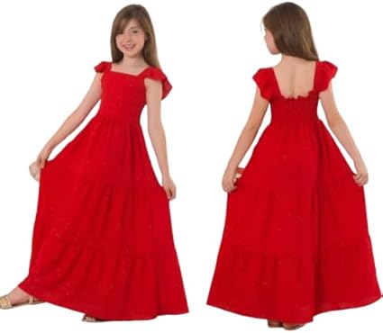 Vestido Infantil Três Marias Longo em Tecido DUNA BRILHANTE coleção final de ano ou Natal OU FORMATURA