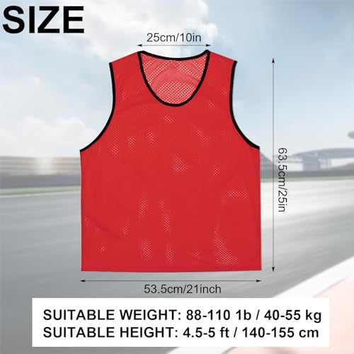 24 Pieces Nylon Mesh Scrimmage Team Practice Vests Pinnies Jerseys Train Vest for Youth Adult Sport Basketball Soccer Football (Blue and Red) - Image 3