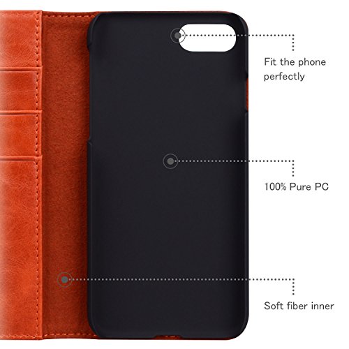 Visoul Case For Iphone Se 3Rd 2022, Se 2Nd 2020, Iphone 8/7 Wallet Case Folio, Genuine Leather Magnetic Flip Case Cover With Card Holder For Iphone 8/7/Se (4.7 Inch) (Orange Red) #TOP4