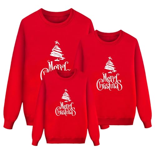 Trío De Sudaderas Familia Navidad Cuello Redondo Coordinado Jersey Navidad Feo Divertido Parejas Suéteres Navideños Para Papá Mamá Niños Suave Renos Sweatshirt Manga Larga Casual Sudadera De Navidad
