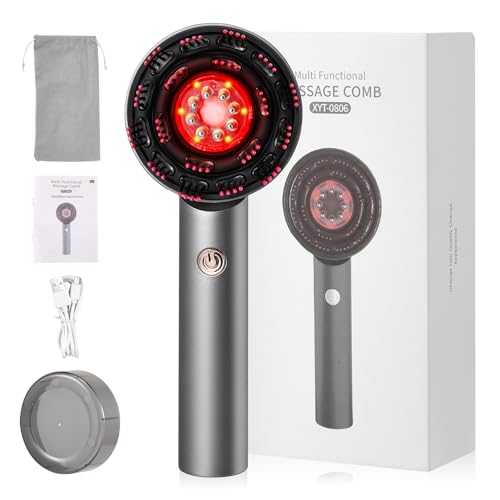 Image of Electric Scalp Massager Comb, Portable Scalp Massager with 630nm Red Light Therapy & 6ML Oil Tank for Hair, IPX7 Waterproof Cordless Rechargeable Head Massage Comb, 3 Modes 1500mAh Hair Growth Comb