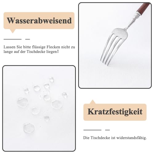 Moonooda Tischdecke Weiß Waschbar, 140X180cm Tischdecken Tischtuch aus Polyester, Leicht wasserabweisend mit Lotuseffekt… – Ansicht 3