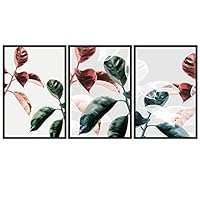 3 Piece Framed Canvas Wall Art Colorful Tropical Leaves Canvas Prints Home Artwork Decoration for Living Room,Bedroom - 16