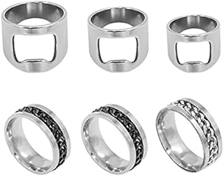 ANOTHEEE 6Pcs Stainless Steel Bottle Opener Rings Beer Bottle Opener Rings Link Shaped Band for Removing The Crown Seal and Cap of Drinks
