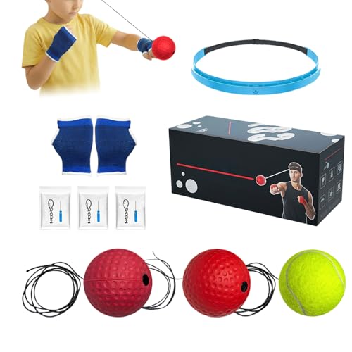 Pelota reflectante de boxeo con diadema - reacción al golpe y fitness - Pelota de reacción de boxeo con diadema de silicona - Para hombres, mujeres, principiantes, adolescentes, salón, dormitorio