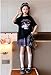 Satdflie Cartoon Girls Jk School Uniform Sets Short Sleeve Crewneck T Shirt and Plaid Pleated Mini Skirt 2 Piece Outfits Set, Black, 3XS