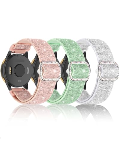 Bling �L�k���i�C�����o���h Garmin Vivoactive 5/Vivoactive6/Forerunner 55/165/245�ɑΉ� 20mm �_�炩���L�k�� �L���L�� ���߉\�Ȍ����p�X�g���b�v Garmin Venu Sq 2 �E�H�b�`�o