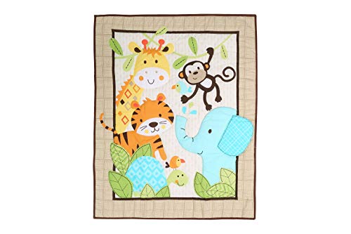 Nursery Crib Quilts for Baby Girl Baby Boy Baby Crib Bedding Quilted Comforter (Green Forest Animal)