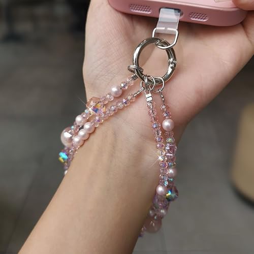 [CSILOVEE] スマホストラップ ストラップ ラインストーン ビーズ パール 手首 レディ ショルダー 蝶 花 真珠 蝶結び 星 雲 ハート キラキラ カラフル ホワイト ブラック ピンク ブルー 活発で可愛い おしゃれ 人気 全スマホ対応 耐久性 韓国 ステンレスタグ1枚付き (A-1, 30cm)