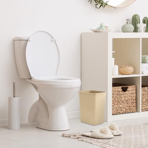 Image of Superio Small 2.5 Gallon Plastic Trash Can, Waste Bin for Under Desk, Office, Bedroom, Bathroom- 10 Qt (2, Beige)
