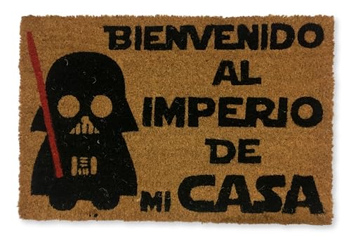 koko doormats Felpudo Entrada Casa Original de Coco Natural “Bienvenido al Imperio de mi Casa” | Alfombra de Entrada Antideslizante para Exterior e Interior | 60x40 cm | Diseño Divertido | Base PVC