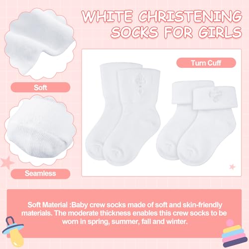 Panitay Set of 3 Baby Baptism Blanket White Bibs Baptism Socks for Baby Boys Girls Soft Coral Fleece White Receiving Blanket Christening Dedication Accessories3