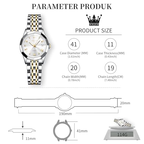 OLEVS Luxury Silver Watch - Diamond Dial, Casual, Waterproof, Stainless Steel — view 5