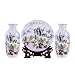 Décoration Haut de Gamme Ornement Vase céramique Moderne Trois pièces for Les Fleurs sèches décoration Art Maison ménage Salon Chambre Bureau Bureau Blanc 18 x 37 cm (2 Assiettes + Bases) Accessoires