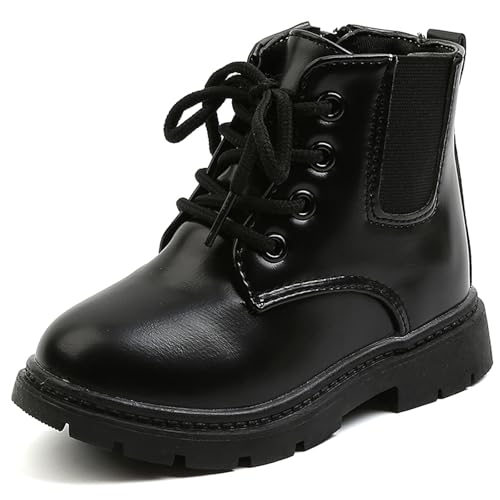 Boys' Girls' Waterproof Lace-up Side Zipper Ankle Boots Outdoors Tactical Treking Chelsea Combat Boots (Toddler/Little Kid)