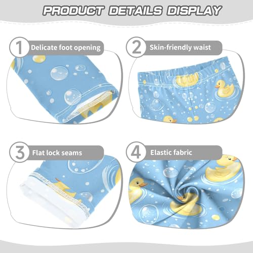Yellow Ducks Girls' Leggings Toddler Doodles Blue Kids Yoga Pants Dance Active Tights 4T3