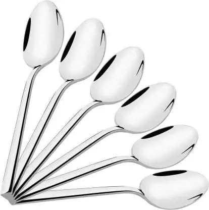 Image of 12 Piece Stainless Steel Tea Spoon Set for Tea, Coffee, Sugar & Spices, Small Spoons, Silver, Thickness: 1.8mm, Length: 14.5 cm