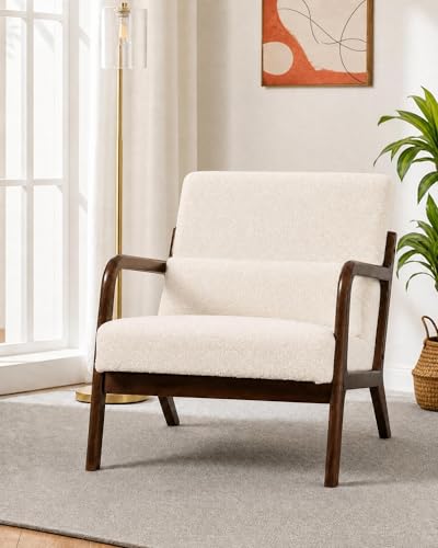Garvee Garvee Mid Century Accent Chair, Upholstered Armchair with Lumbar Pillow