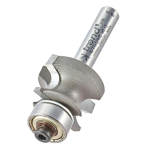 Trend Professional Bearing Guided Corner Bead Router Cutter, 1/4 Inch Shank, 22mm Cut Diameter, 12.7mm Bearing Diameter, 3.2mm Radius, 9/71X1/4TC