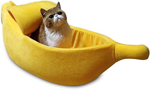 · Petgrow · Cute Banana Cat Bed House Extra Large Size, Christmas Soft Cat Cuddle Bed, Lovely Pet Supplies for Cats Kittens Rabbit Small Dogs, Yellow