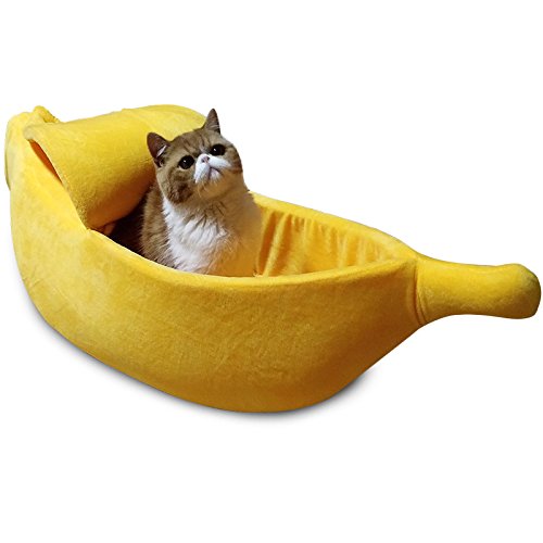 · Petgrow · Cute Banana Cat Bed House Extra Large Size, Christmas Soft Cat Cuddle Bed, Lovely Pet Supplies for Cats Kittens Rabbit Small Dogs, Yellow by Petgrow - Used condition - US$19.99