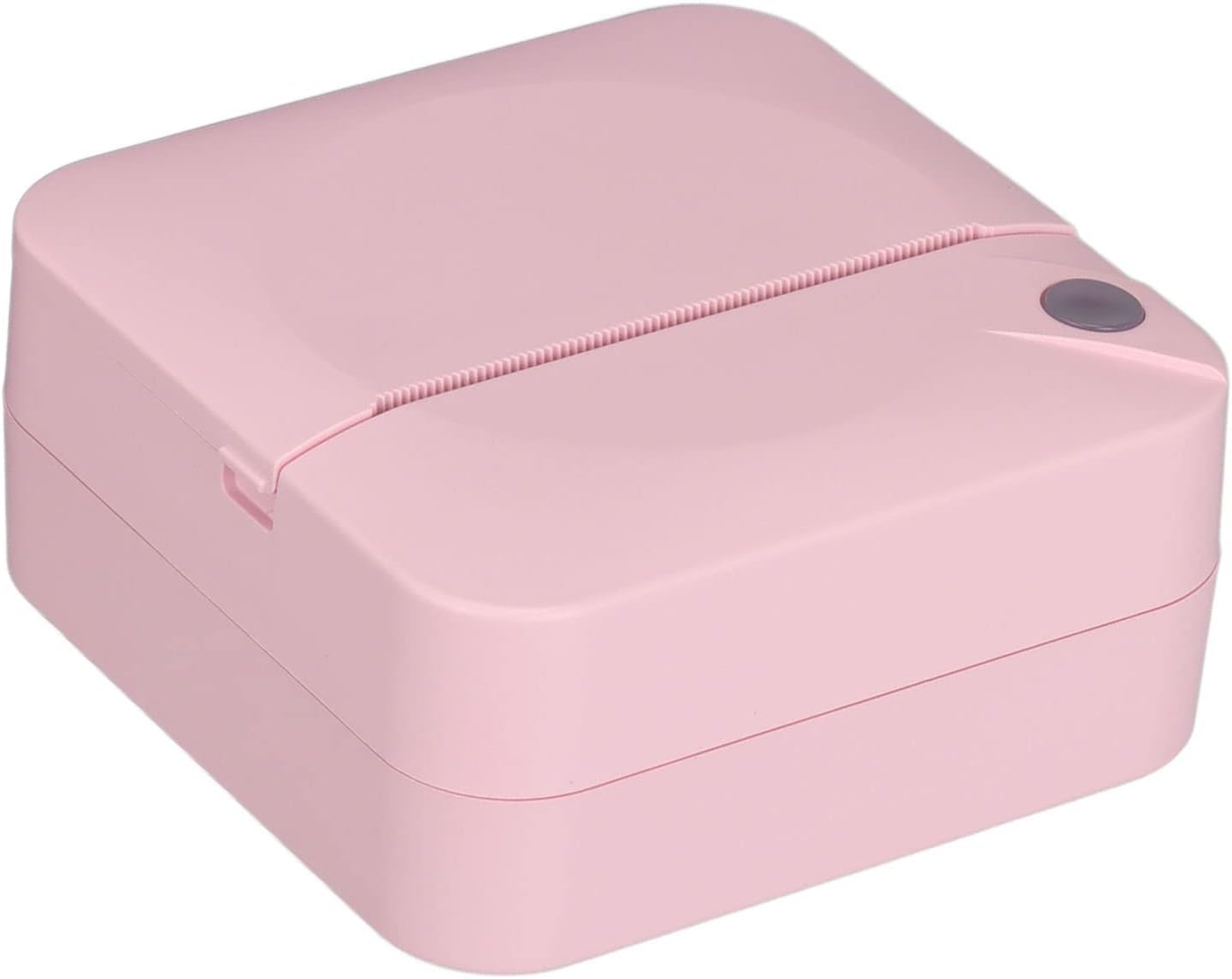 Top view of the Annadue C17 Mini Portable Thermal Printer, showing its smooth pink casing and paper output slot.