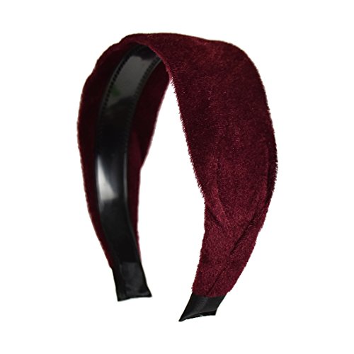 Burgundy 2 Inch Velvet Covered Headband with Teeth Women and Girls wide Hair Band