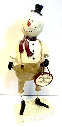 Widdop And Co Silver Widdop Merry & Bright Christmas Snowman 'Christmas Is On It's Way' Statue Ornament