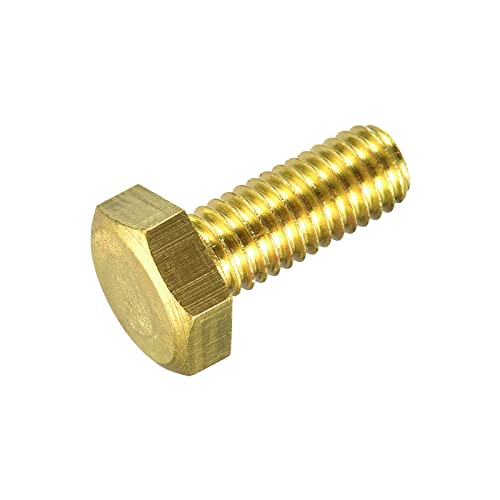 Image of uxcell Brass Hex Bolts, M8x20mm 1pcs Fully Thread Grade 4.8 Solid Brass Hexagon Head Bolt Machine Screws for Machinery
