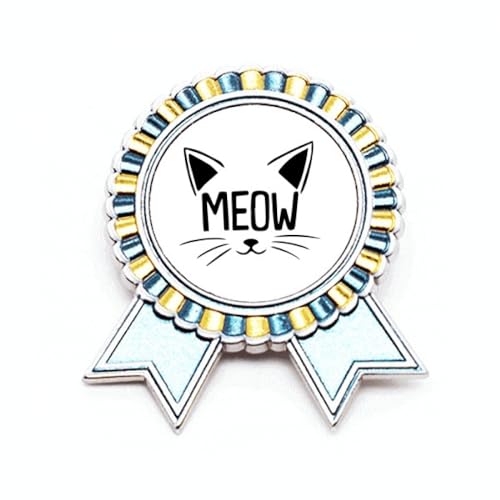 Broche tête de chat métal avec texte anglais taille M pour accessoire de mode et sac