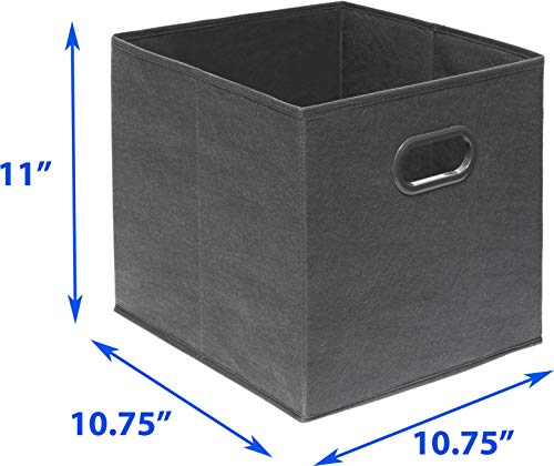 6 Pack - Simplehouseware Foldable Cube Storage Bin With Handle, Dark Grey #TOP6