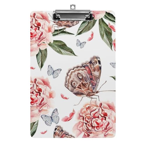 Planchette à pince rigide motif papillon aquarelle format A4
