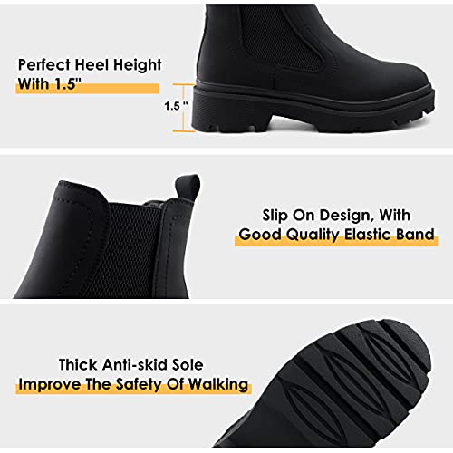 Jabasic Women Lycra Chelsea Boots Low Heel Elastic Ankle Boots (7,Black) #TOP3