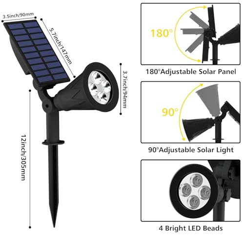 T-SUN Solar Spot Lights Outdoor Waterproof,Solar Landscape Spotlights,4Pack - image 8