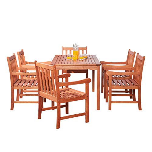 Vifah Red Brown 7-Piece Wood Patio Dining Set #TOP9