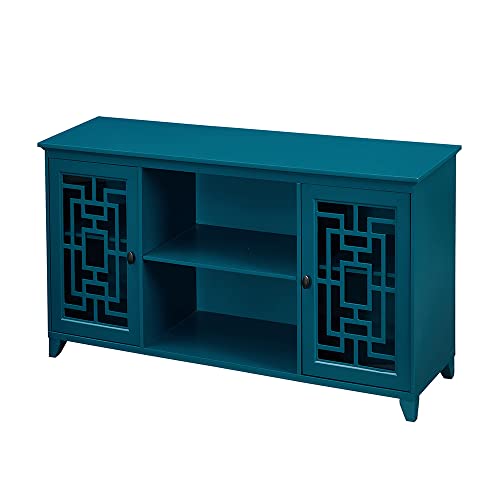 Daxue 60”W Blue Console Table Sofa Table Wood Sideboard With Adjustable Shelves And Doors, Accent Table For Entryway Living Room Hallway Kitchen Storage Cabinets, Tv Stand For 75 Inch Tv, Teal Finish #TOP7