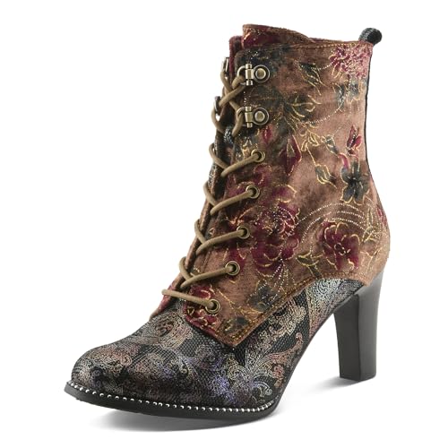 Spring Step L'Artiste Stellar Heeled Booties | Baroque-Inspired Lace-Up Suede Ankle Boots