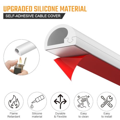 Cache-câbles en silicone auto-adhésif AUAUY blanc pour fil électrique
