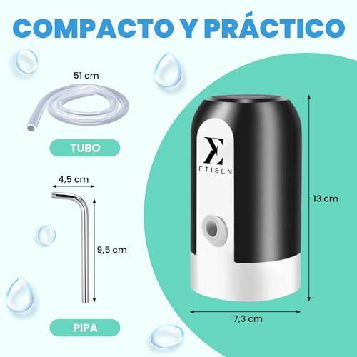 Miniatura 6 de Etisen, Dispensador De Agua, Grifo Eléctrico Para Garrafas De Agua Fría, Bomba Dosificadora Con Dos Adaptadores. 5.7l, 10l, 11.3l, 15l, 18.9l.