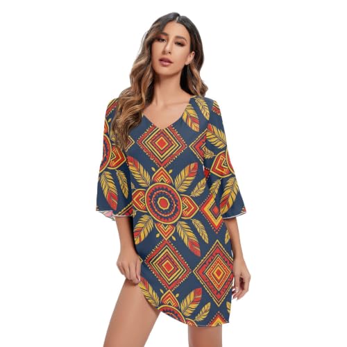 Robe mousseline de soie col V fluide pour dissimuler les rondeurs