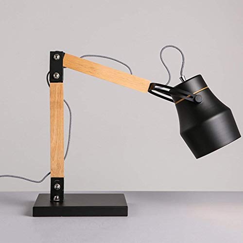 Lampe de bureau ajustable luminaire intérieur bois massif E27 - 3