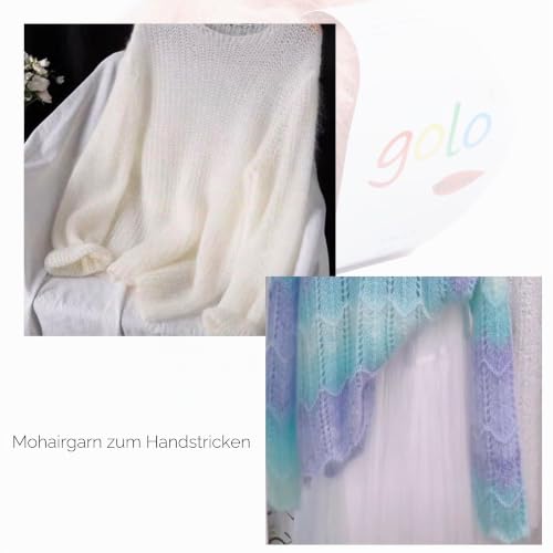3er-Set Mohair-Strickgarn – 55 % Mohair, weich, 3x 20 g, 220 m pro Knäuel – Bild 3