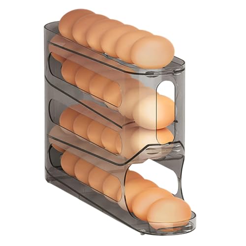 Conservazione delle uova per frigorifero,Supporto per uova per frigorifero | Supporto automatico per uova a 4 strati - Dispenser per uova per uova per alimenti in gra