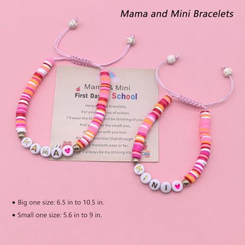 First Day of School Bracelet Gifts for Mom and Daughter Mommy and Me Mama Mini Kindergarten Prek Back to School Bracelets4