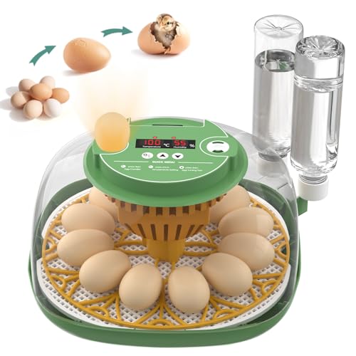 Couveuse Oeuf Automatique, Diealles Shine Incubateur Oeuf 12 Oeufs avec Retournement Automatique des Oeufs et Humidification Automatique, Couveuses pour Oeuf...